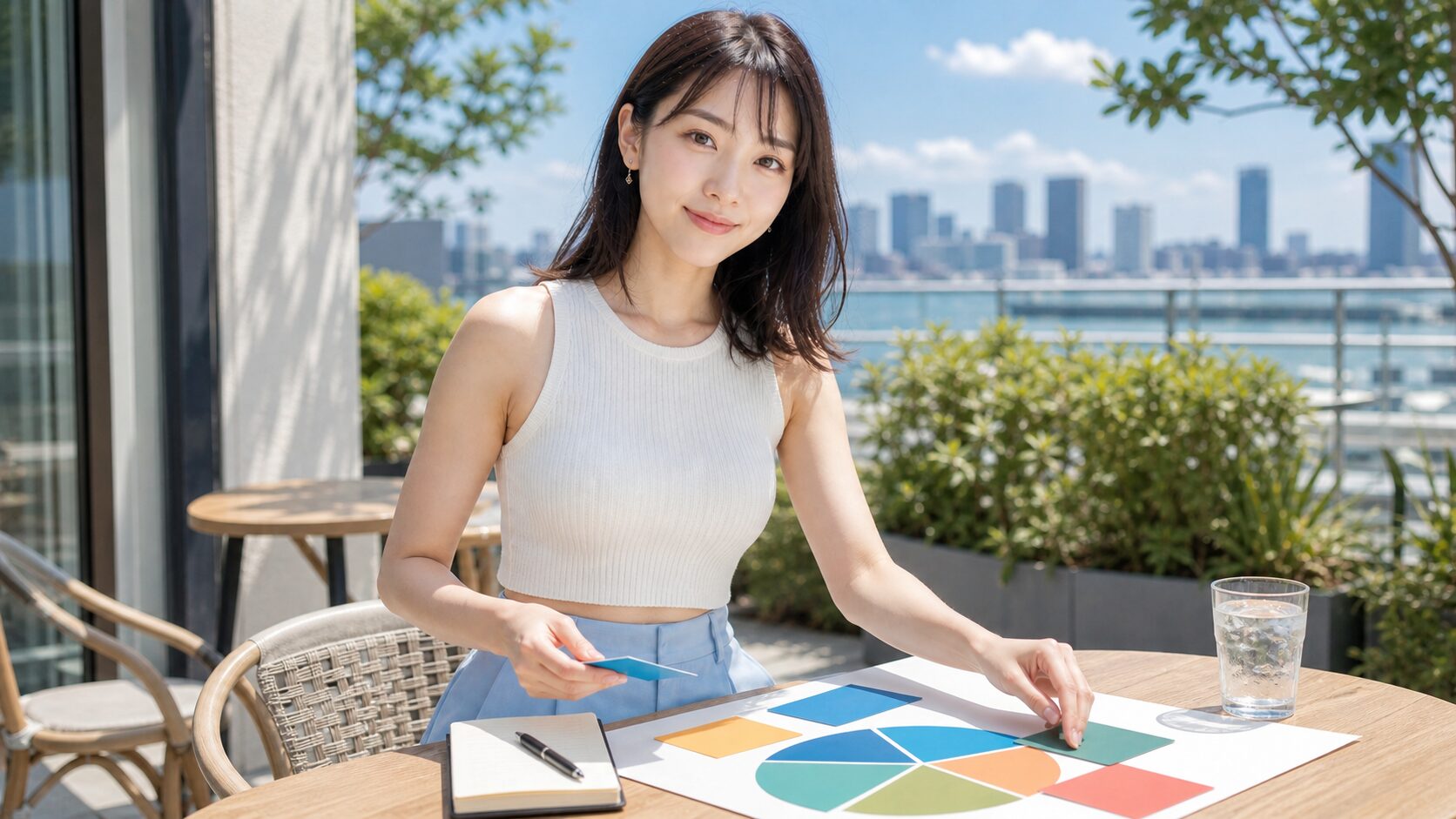 新NISAの一括投資と積立を比較する女性投資解説者