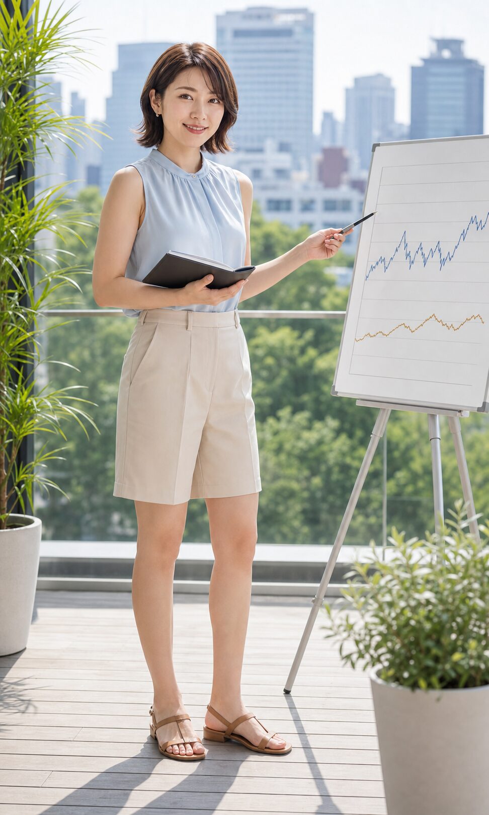 ROE改善企業を解説する女性投資解説者