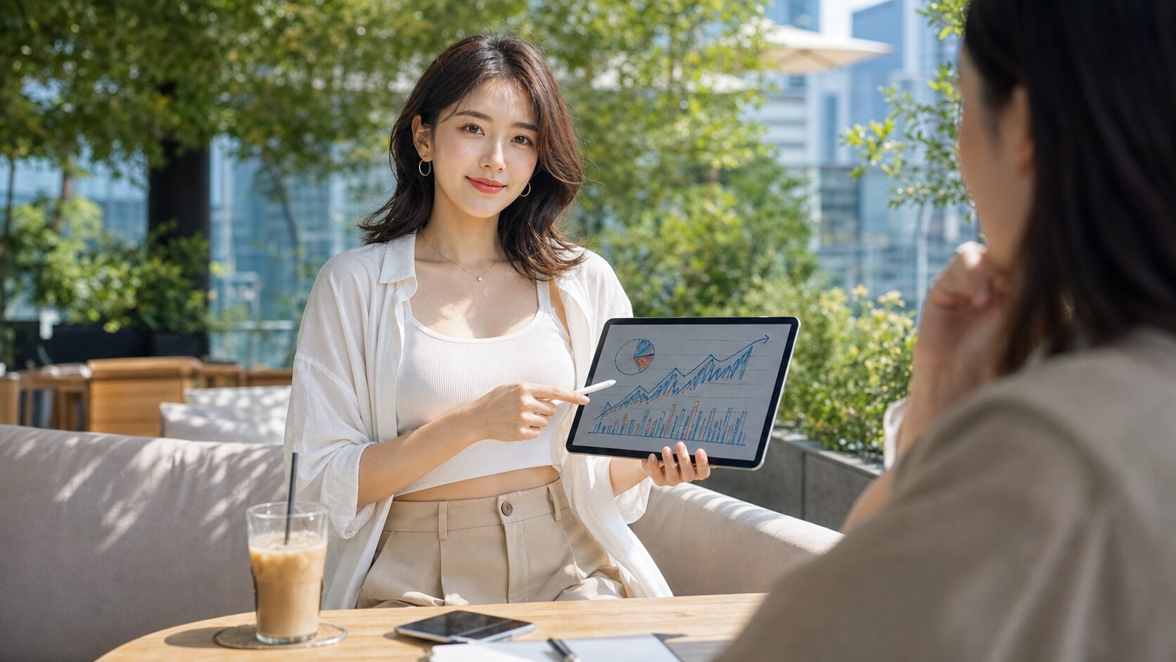 金利上昇で恩恵を受ける企業の収益構造を解説する女性投資解説者